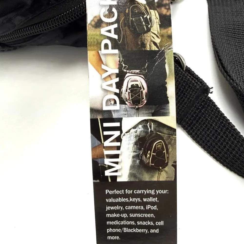 Mini Day Pack Small Black Crossbody Belt Bag Pouch Golf Travel Hiking Short Par4